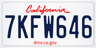 CA license plate 7KFW646