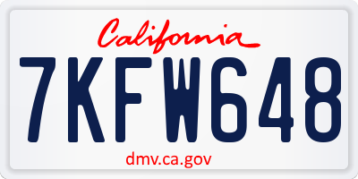 CA license plate 7KFW648