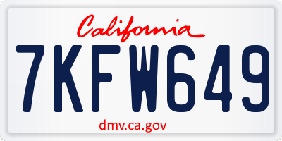 CA license plate 7KFW649