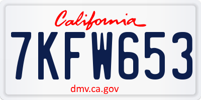 CA license plate 7KFW653