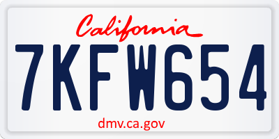 CA license plate 7KFW654
