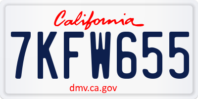 CA license plate 7KFW655