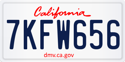 CA license plate 7KFW656