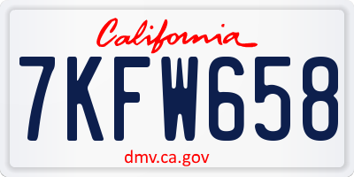 CA license plate 7KFW658