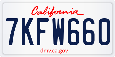 CA license plate 7KFW660