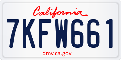 CA license plate 7KFW661