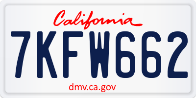 CA license plate 7KFW662
