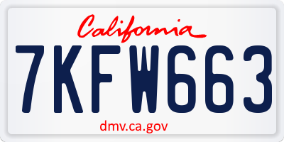 CA license plate 7KFW663
