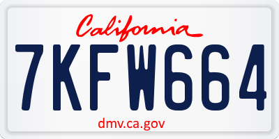 CA license plate 7KFW664