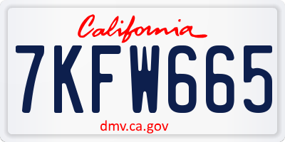 CA license plate 7KFW665