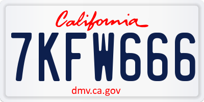 CA license plate 7KFW666