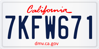 CA license plate 7KFW671