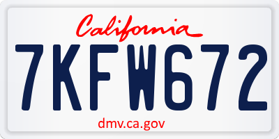 CA license plate 7KFW672