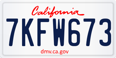 CA license plate 7KFW673