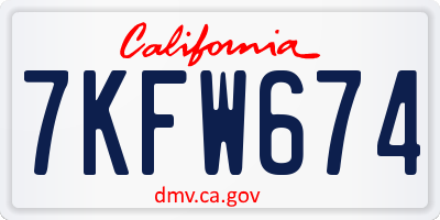 CA license plate 7KFW674