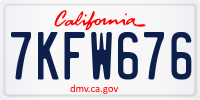 CA license plate 7KFW676