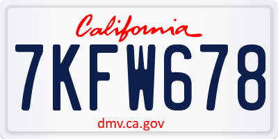 CA license plate 7KFW678