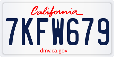 CA license plate 7KFW679