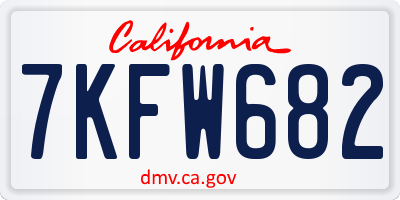 CA license plate 7KFW682