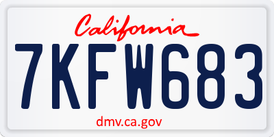 CA license plate 7KFW683