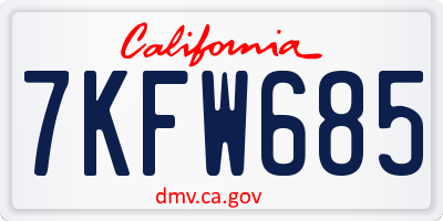 CA license plate 7KFW685