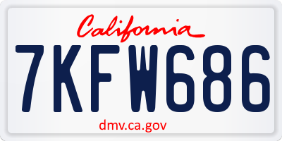CA license plate 7KFW686