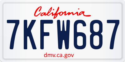 CA license plate 7KFW687