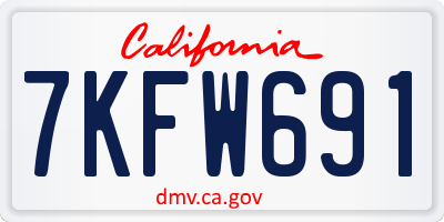 CA license plate 7KFW691