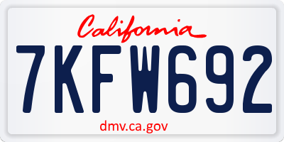 CA license plate 7KFW692