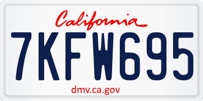 CA license plate 7KFW695