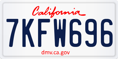 CA license plate 7KFW696
