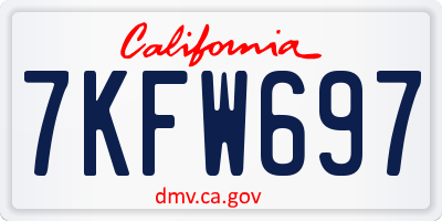 CA license plate 7KFW697