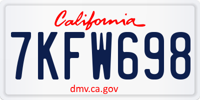 CA license plate 7KFW698