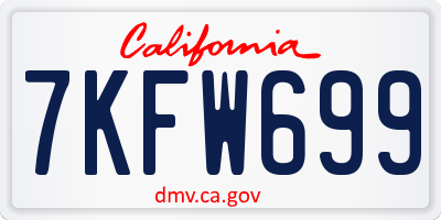 CA license plate 7KFW699