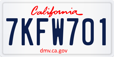CA license plate 7KFW701