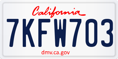 CA license plate 7KFW703