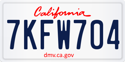 CA license plate 7KFW704