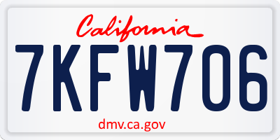 CA license plate 7KFW706