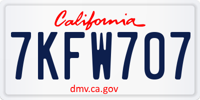 CA license plate 7KFW707