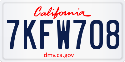 CA license plate 7KFW708