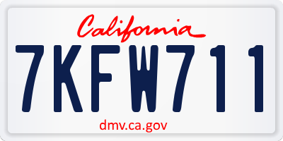 CA license plate 7KFW711