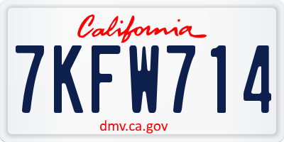 CA license plate 7KFW714