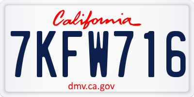 CA license plate 7KFW716