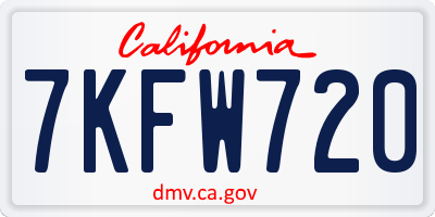 CA license plate 7KFW720