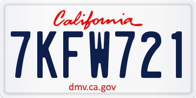 CA license plate 7KFW721