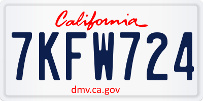 CA license plate 7KFW724