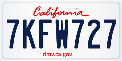 CA license plate 7KFW727