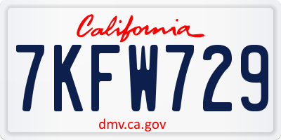 CA license plate 7KFW729