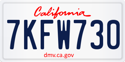 CA license plate 7KFW730