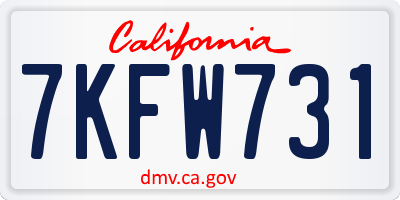 CA license plate 7KFW731
